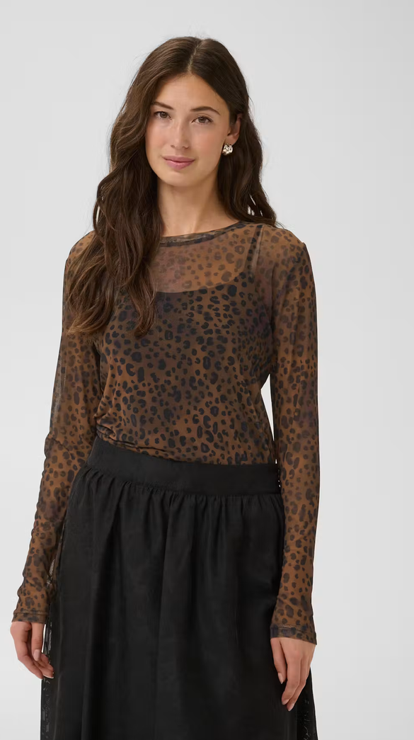 Culture Blouse Mesh Leo Print