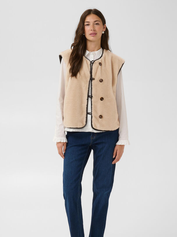 Culture Faux Fur Bodywarmer Beige