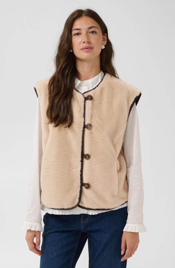 Culture Faux Fur Bodywarmer Beige