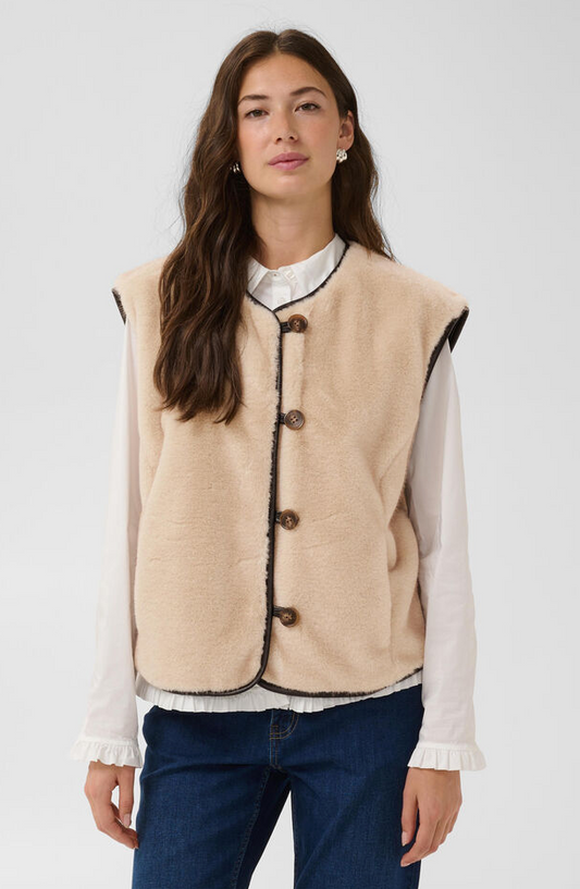 Culture Faux Fur Bodywarmer Beige