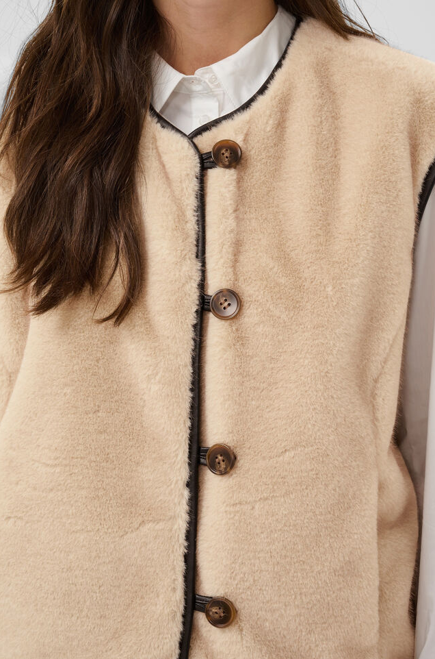 Culture Faux Fur Bodywarmer Beige