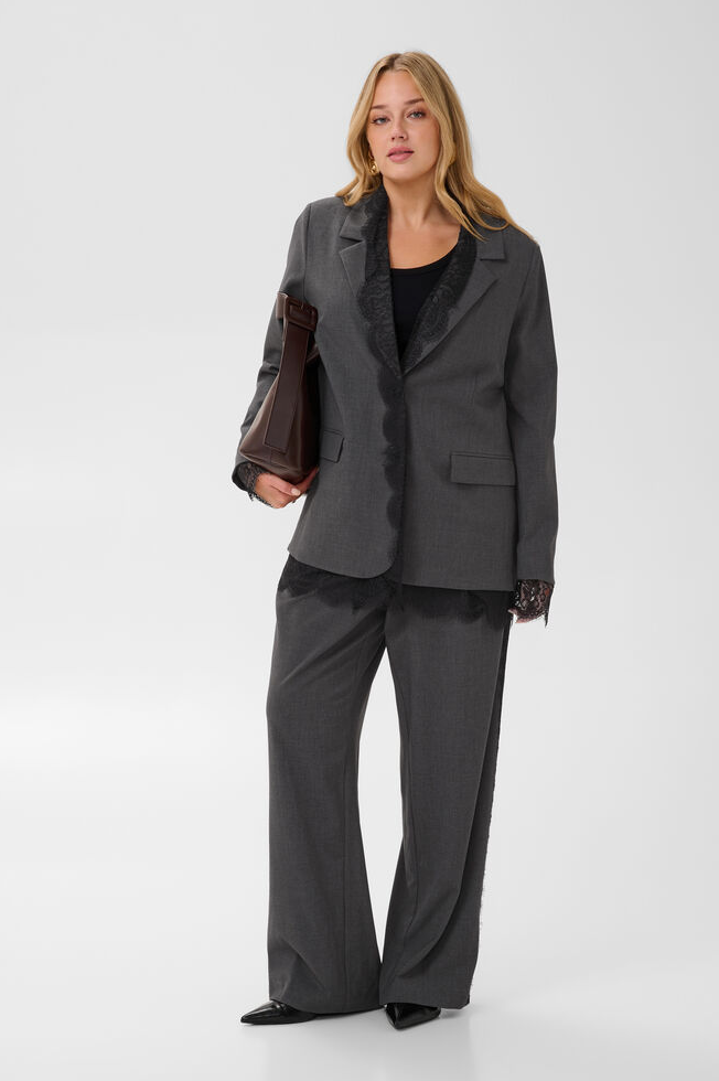 Kaffe Curve Blazer Grijs Kant
