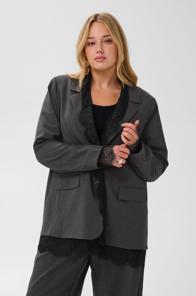 Kaffe Curve Blazer Grijs Kant