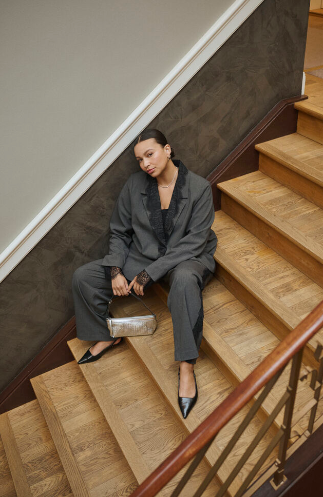 Kaffe Curve Pantalon Grijs Kant