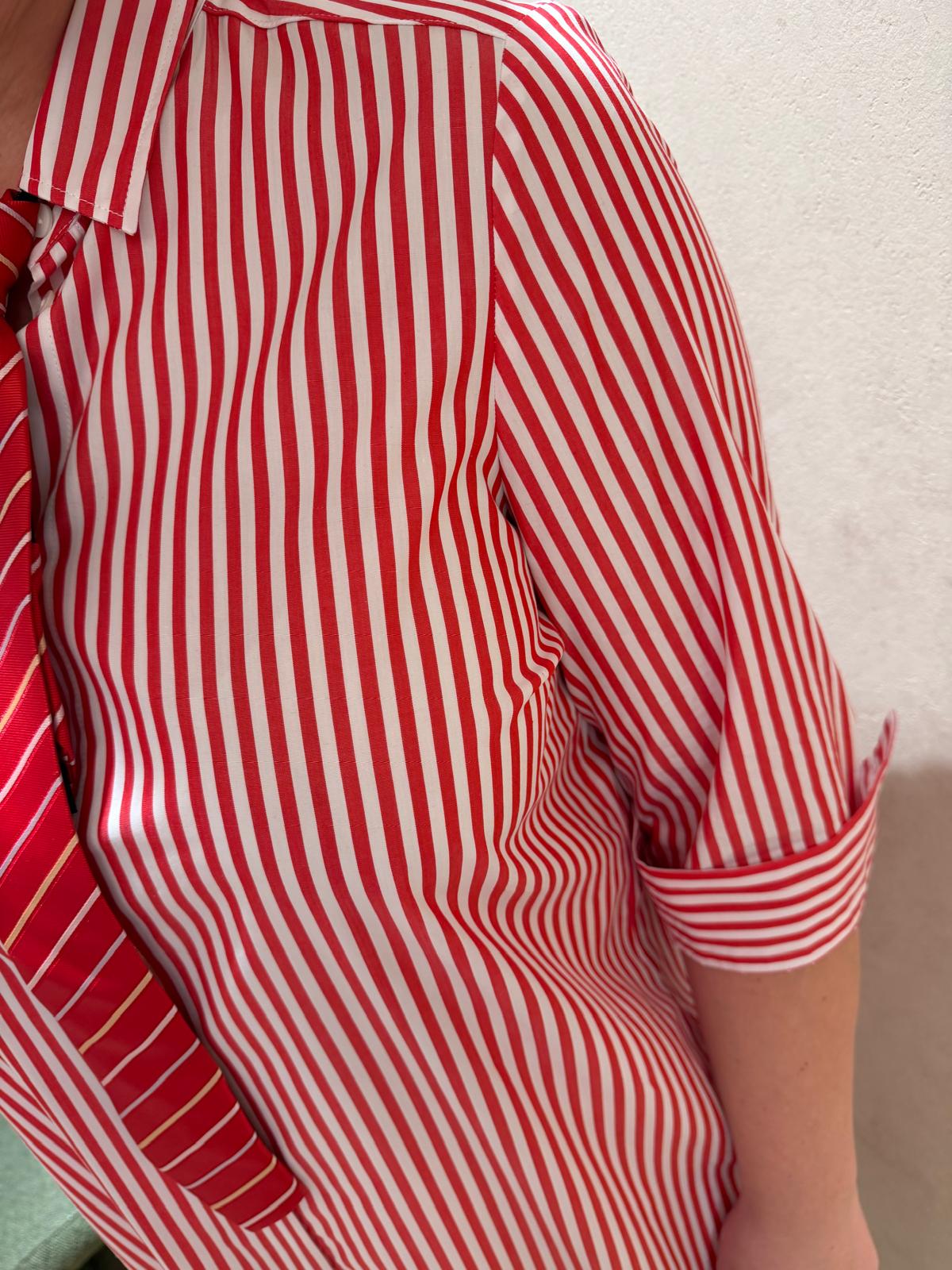 La Camicia Kleed Streep/Rood