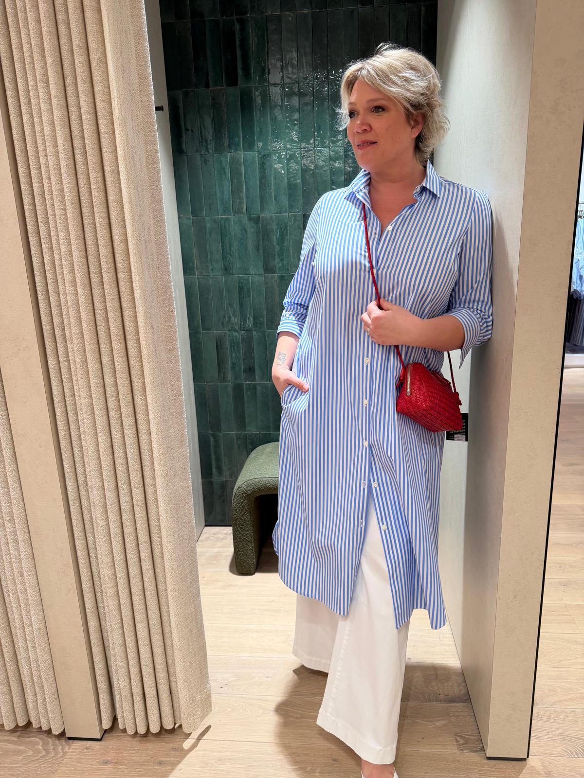 La Camicia Kleed Streep/Lichtblauw