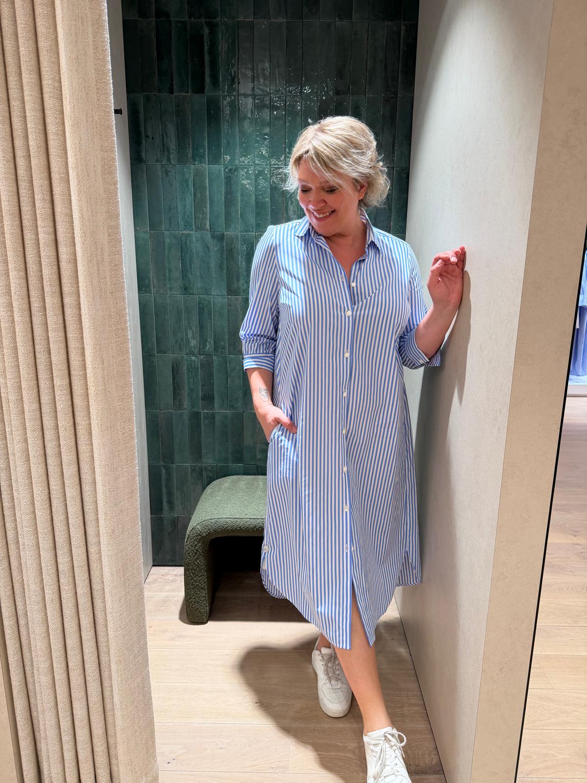 La Camicia Kleed Streep/Lichtblauw