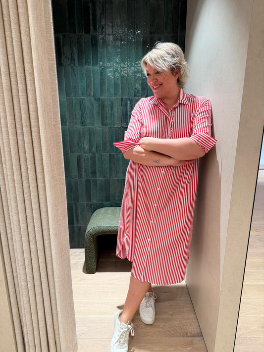 La Camicia Kleed Streep/Rood