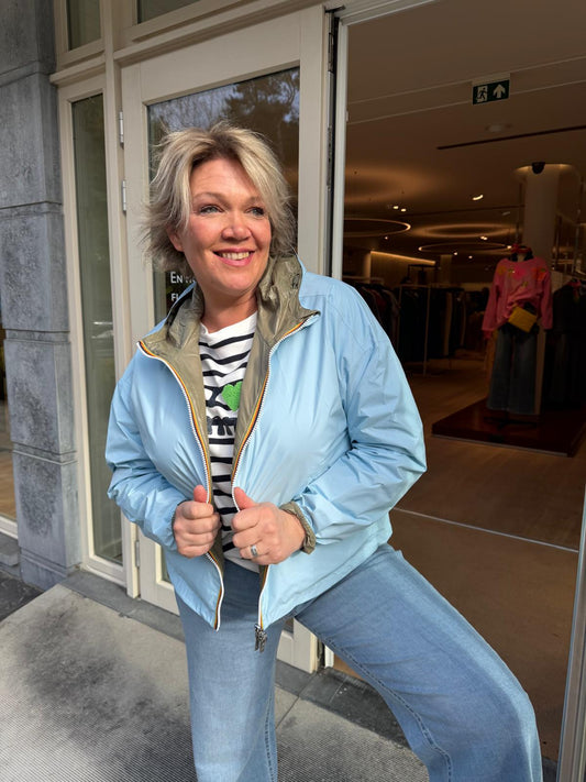 K-WAY Mantel Laurette Reversible Kaki/Lichtblauw